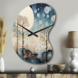 Japon Art Blue Serene Zen Minimalism Landscape III - Asymmetric Metal Wall Clock