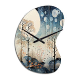 Japon Art Blue Serene Zen Minimalism Landscape III - Asymmetric Metal Wall Clock