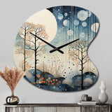 Japon Art Blue Serene Zen Minimalism Landscape III - Asymmetric Metal Wall Clock