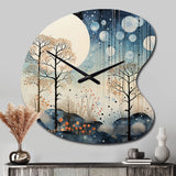 Japon Art Blue Serene Zen Minimalism Landscape III - Asymmetric Metal Wall Clock