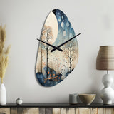 Japon Art Blue Serene Zen Minimalism Landscape III - Asymmetric Metal Wall Clock