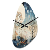 Japon Art Blue Serene Zen Minimalism Landscape III - Asymmetric Metal Wall Clock