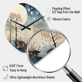 Japon Art Blue Serene Zen Minimalism Landscape III - Asymmetric Metal Wall Clock