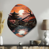 Japon Art Shrine At Twilight II - Asymmetric Metal Wall Clock
