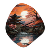 Japon Art Shrine At Twilight II - Asymmetric Metal Wall Clock