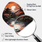 Japon Art Shrine At Twilight II - Asymmetric Metal Wall Clock
