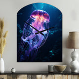Ethereal Glow Jellyfish I - Asymmetric Metal Wall Clock