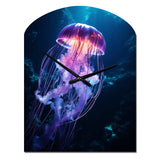 Ethereal Glow Jellyfish I - Asymmetric Metal Wall Clock