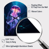 Ethereal Glow Jellyfish I - Asymmetric Metal Wall Clock