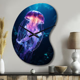 Ethereal Glow Jellyfish I - Asymmetric Metal Wall Clock