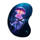 Ethereal Glow Jellyfish I - Asymmetric Metal Wall Clock