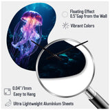 Ethereal Glow Jellyfish I - Asymmetric Metal Wall Clock