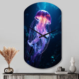 Ethereal Glow Jellyfish I - Asymmetric Metal Wall Clock