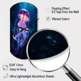 Ethereal Glow Jellyfish I - Asymmetric Metal Wall Clock