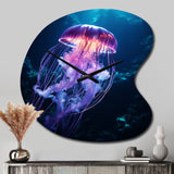 Ethereal Glow Jellyfish I - Asymmetric Metal Wall Clock