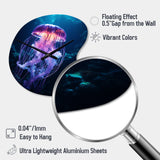 Ethereal Glow Jellyfish I - Asymmetric Metal Wall Clock