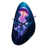 Ethereal Glow Jellyfish I - Asymmetric Metal Wall Clock