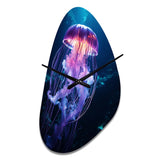 Ethereal Glow Jellyfish I - Asymmetric Metal Wall Clock