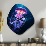 Ethereal Glow Jellyfish I - Asymmetric Metal Wall Clock