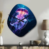 Ethereal Glow Jellyfish I - Asymmetric Metal Wall Clock