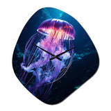 Ethereal Glow Jellyfish I - Asymmetric Metal Wall Clock