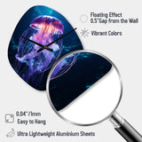 Ethereal Glow Jellyfish I - Asymmetric Metal Wall Clock