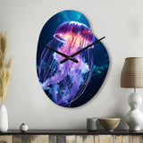 Ethereal Glow Jellyfish I - Asymmetric Metal Wall Clock