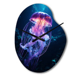 Ethereal Glow Jellyfish I - Asymmetric Metal Wall Clock