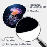 Ethereal Glow Jellyfish II - Asymmetric Metal Wall Clock