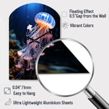 Jellyfish Luminescent Beauty II - Asymmetric Metal Wall Clock