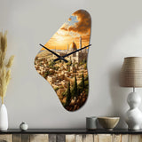 Judaism Jerusalem Cityscape I - Asymmetric Metal Wall Clock