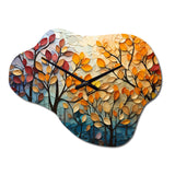 Leaves Autumnal Symphony Patchwork I - Asymmetric Metal Wall Clock
