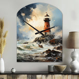 Vintage Lighthouses Guiding Light I - Asymmetric Metal Wall Clock
