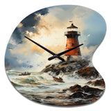 Vintage Lighthouses Guiding Light I - Asymmetric Metal Wall Clock