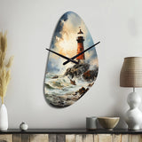 Vintage Lighthouses Guiding Light I - Asymmetric Metal Wall Clock