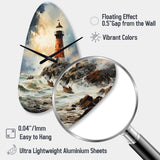 Vintage Lighthouses Guiding Light I - Asymmetric Metal Wall Clock
