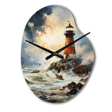 Vintage Lighthouses Guiding Light I - Asymmetric Metal Wall Clock