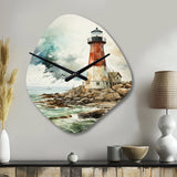 Vintage Lighthouses Guiding Light V - Asymmetric Metal Wall Clock