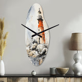 Lighthouses By The Cliff II - Asymmetric Metal Wall Clock
