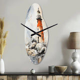 Lighthouses By The Cliff II - Asymmetric Metal Wall Clock