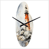Lighthouses By The Cliff II - Asymmetric Metal Wall Clock
