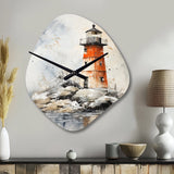 Lighthouses By The Cliff II - Asymmetric Metal Wall Clock