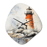 Lighthouses By The Cliff II - Asymmetric Metal Wall Clock