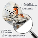 Lighthouses By The Cliff II - Asymmetric Metal Wall Clock