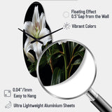 Black White Lily Exquisite I - Asymmetric Metal Wall Clock