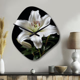 Black White Lily Exquisite I - Asymmetric Metal Wall Clock