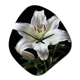 Black White Lily Exquisite I - Asymmetric Metal Wall Clock