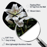 Black White Lily Exquisite I - Asymmetric Metal Wall Clock