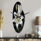 Black White Lily Exquisite II - Asymmetric Metal Wall Clock