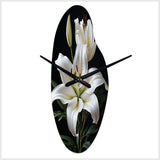 Black White Lily Exquisite II - Asymmetric Metal Wall Clock